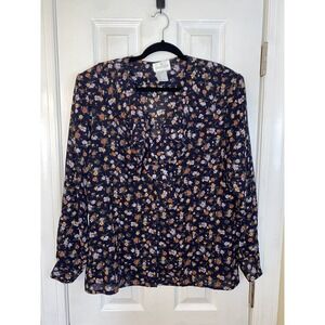 VTG Carry Back long sleeve button up blouse with shoulder pads